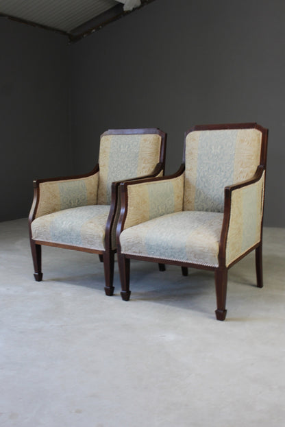 Pair Edwardian Armchairs - Kernow Furniture