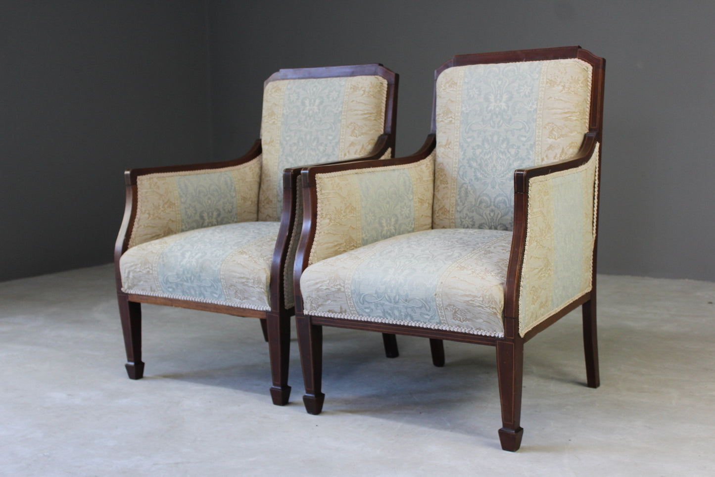 Pair Edwardian Armchairs - Kernow Furniture