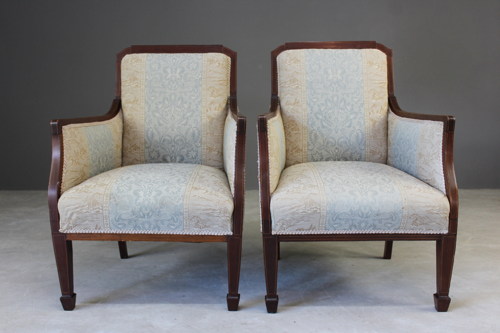 Pair Edwardian Armchairs - Kernow Furniture