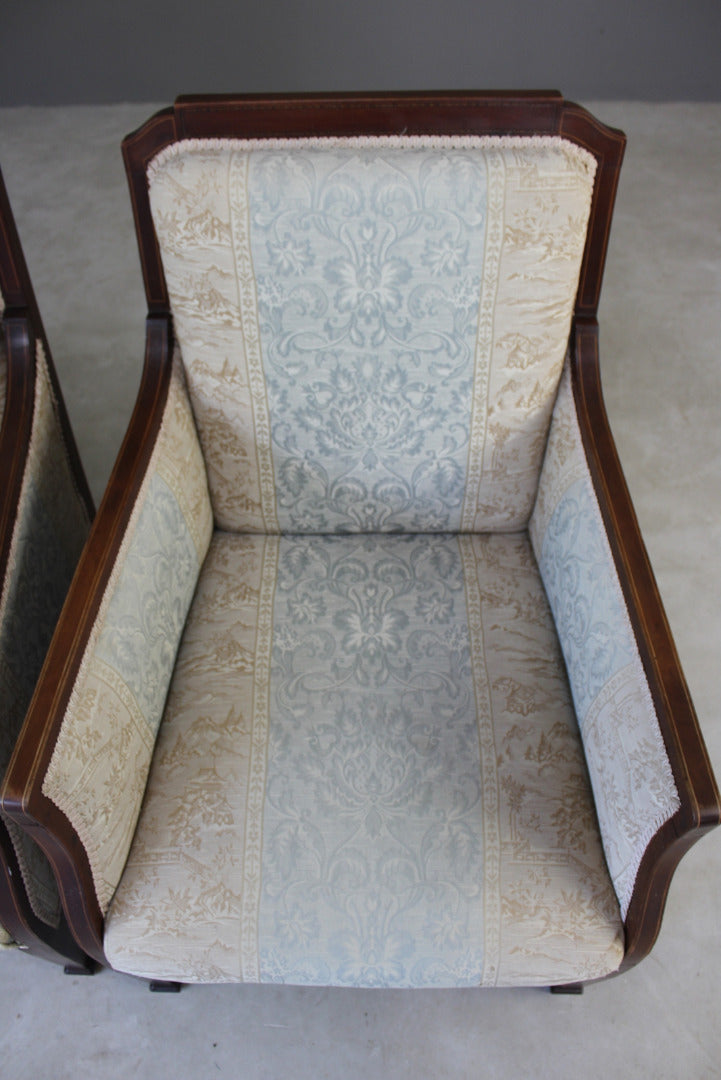 Pair Edwardian Armchairs - Kernow Furniture