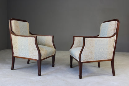 Pair Edwardian Armchairs - Kernow Furniture