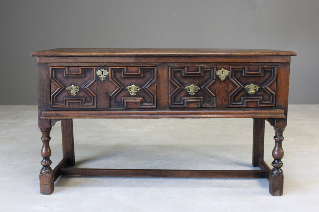 Antique Oak Charles II Style Small Oak Dresser Base - Kernow Furniture