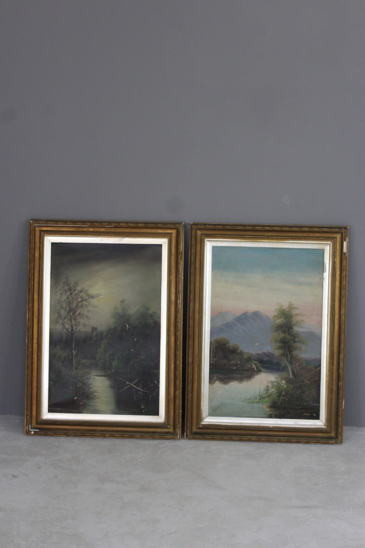 Pair Victorian Framed Landscape - Kernow Furniture