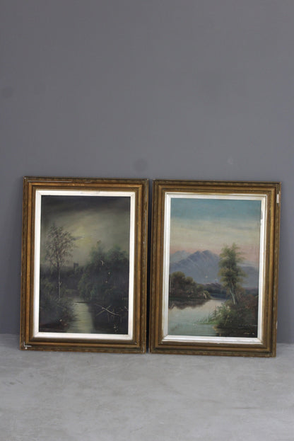 Pair Victorian Framed Landscape - Kernow Furniture