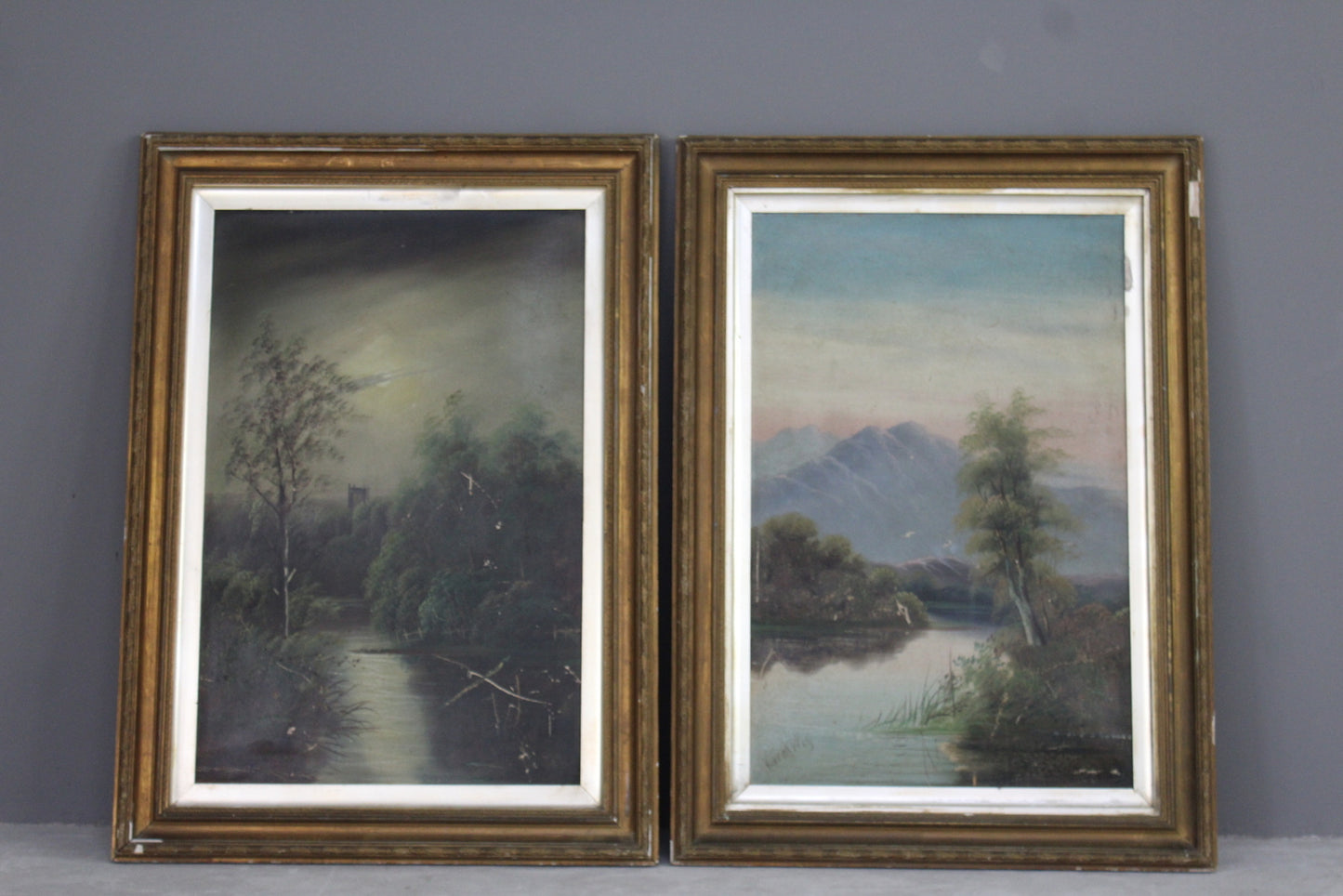 Pair Victorian Framed Landscape - Kernow Furniture