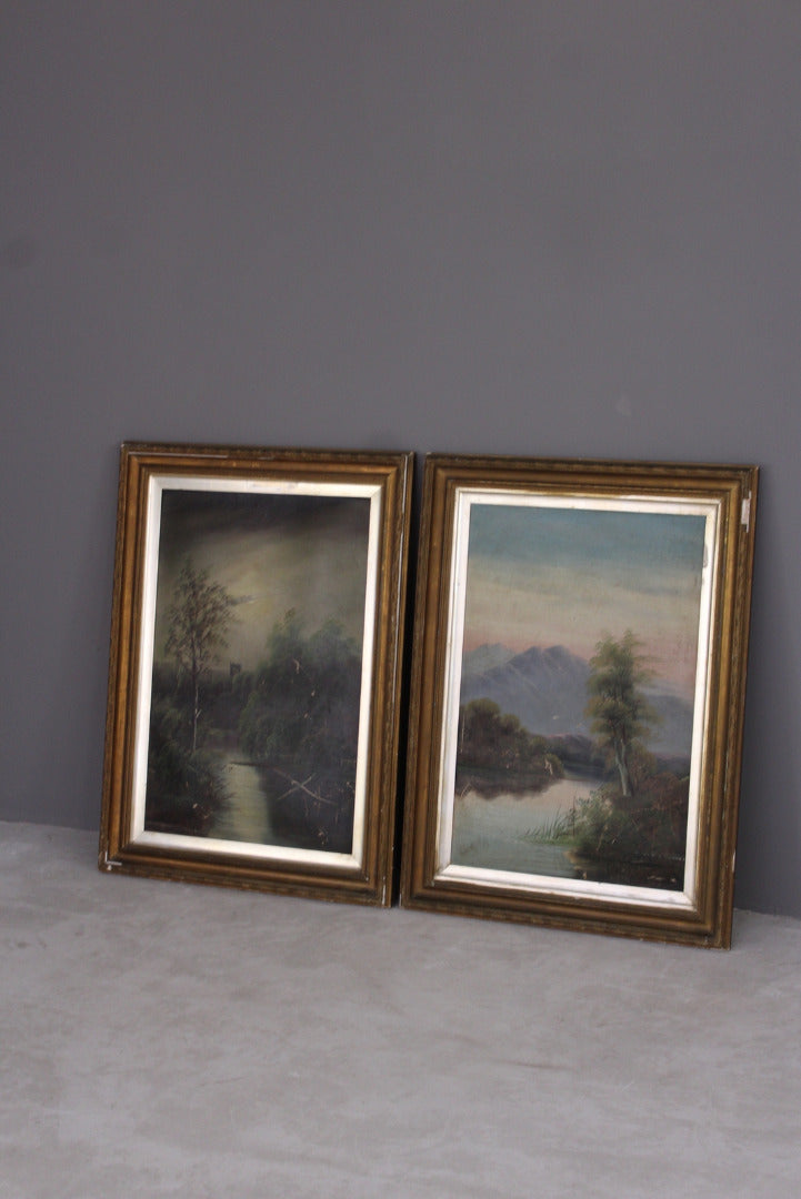 Pair Victorian Framed Landscape - Kernow Furniture