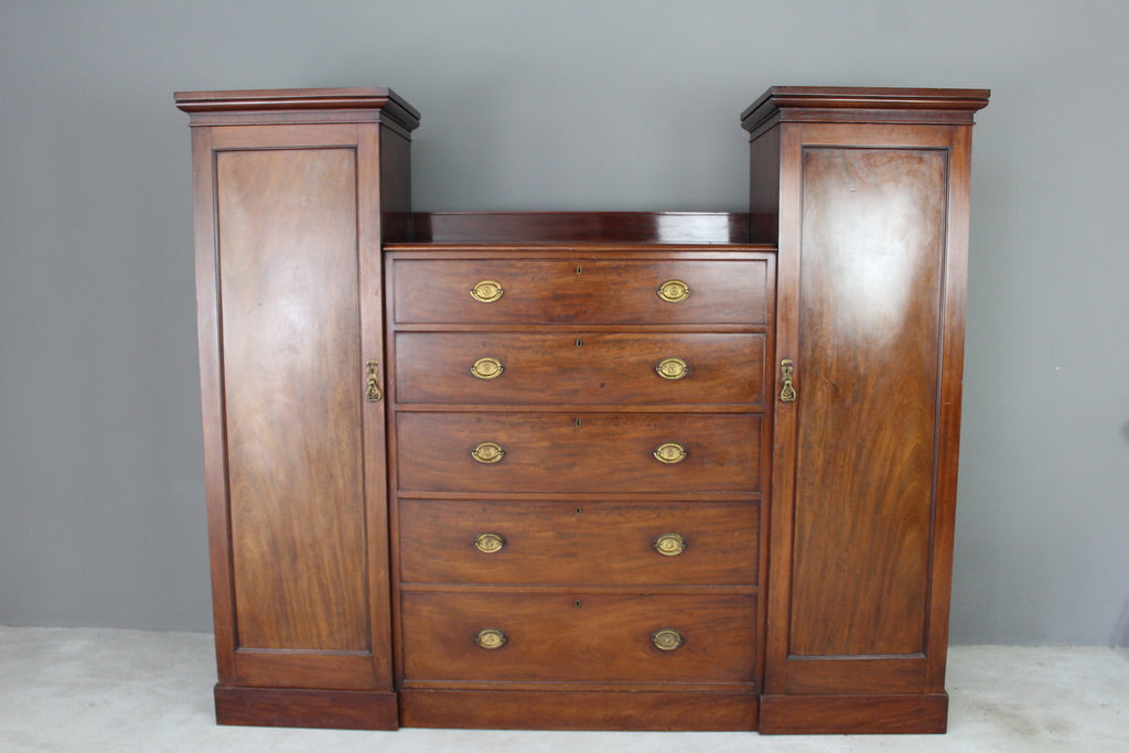 Antique Mahogany Compactum Wardrobe - Kernow Furniture