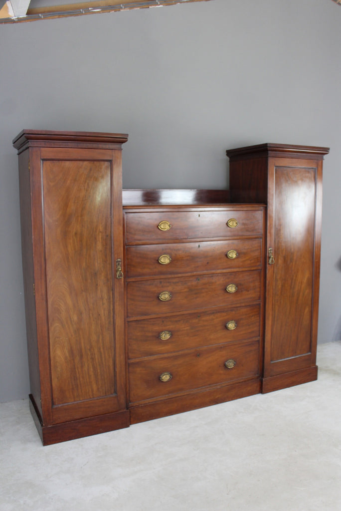 Antique Mahogany Compactum Wardrobe - Kernow Furniture