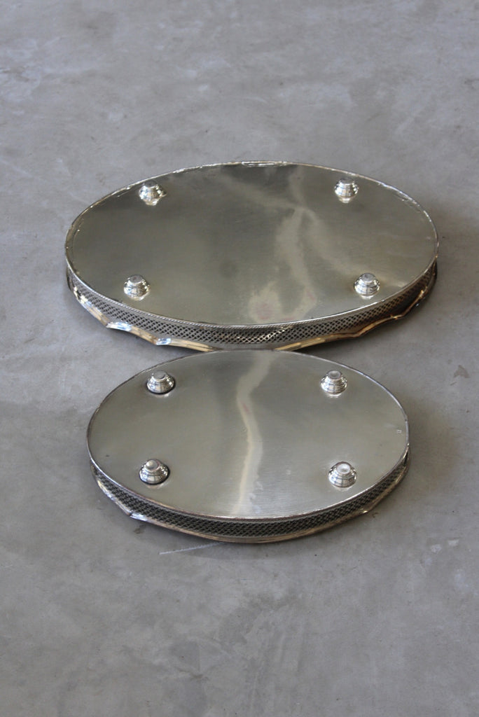 Pair Pierced Silver Plated Serving Trays - Kernow Furniture