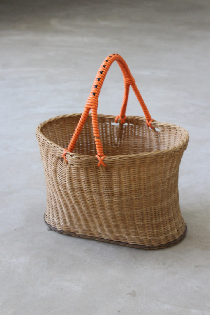 Vintage Wicker Shopping Basket - Kernow Furniture