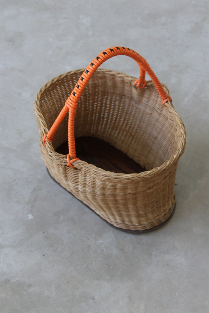 Vintage Wicker Shopping Basket - Kernow Furniture