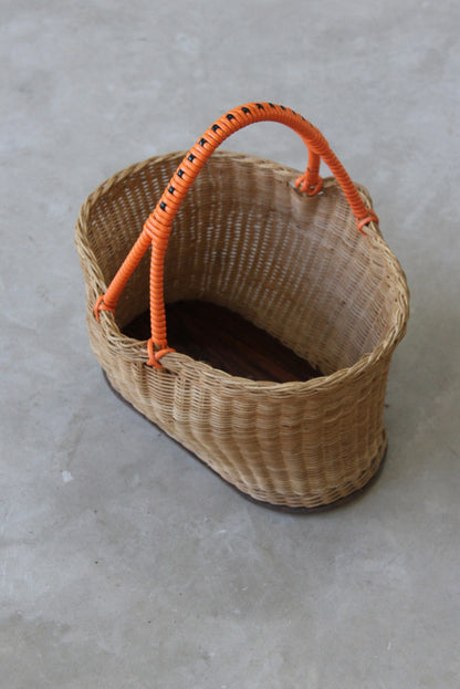 Vintage Wicker Shopping Basket - Kernow Furniture