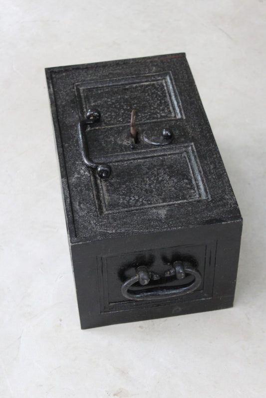 Antique Black Iron Strong Box Safe - Kernow Furniture