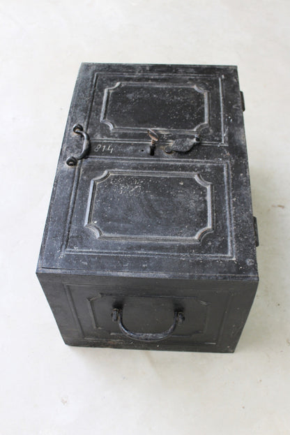 Large Antique Iron Strong Box Safe - Kernow Furniture