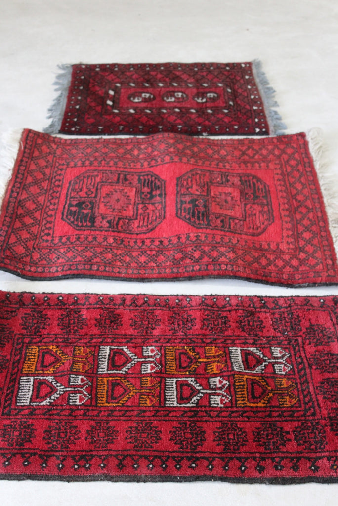 3 Red Afghan Rugs - Kernow Furniture