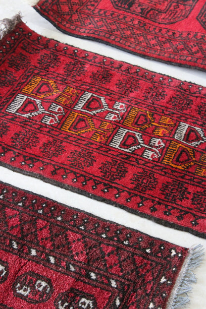 3 Red Afghan Rugs - Kernow Furniture