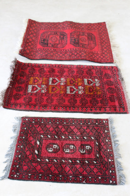 3 Red Afghan Rugs - Kernow Furniture