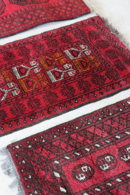 3 Red Afghan Rugs - Kernow Furniture