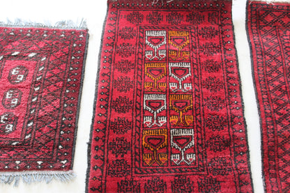 3 Red Afghan Rugs - Kernow Furniture