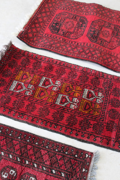 3 Red Afghan Rugs - Kernow Furniture