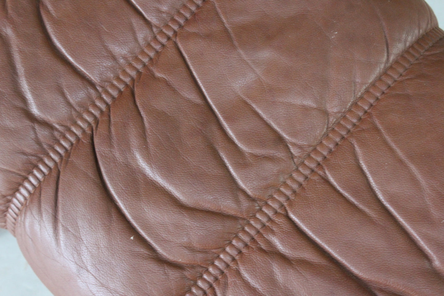 Retro Tan Leather Footstool - Kernow Furniture