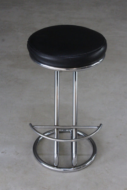 3 Deco Style Chrome & Leather Bar Stools - Kernow Furniture