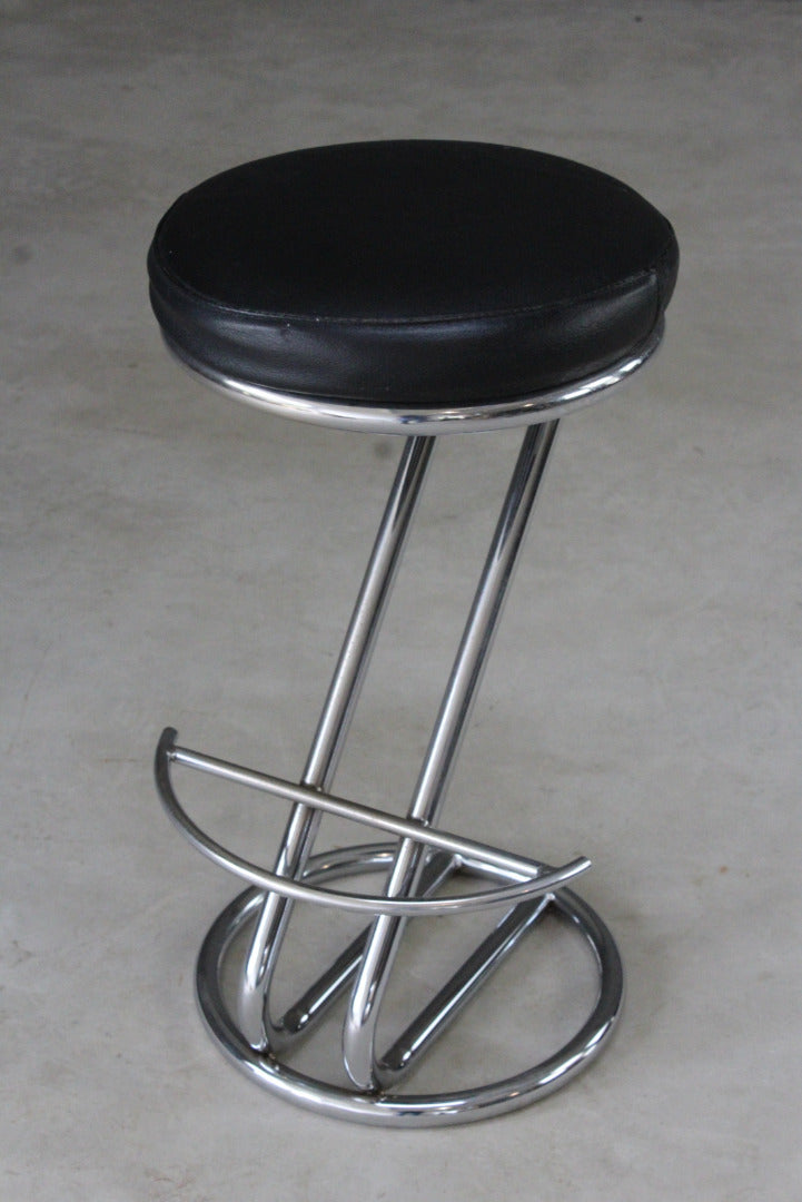 3 Deco Style Chrome & Leather Bar Stools - Kernow Furniture