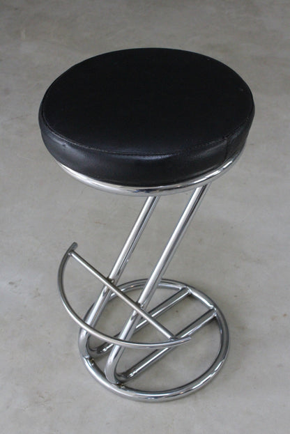 3 Deco Style Chrome & Leather Bar Stools - Kernow Furniture