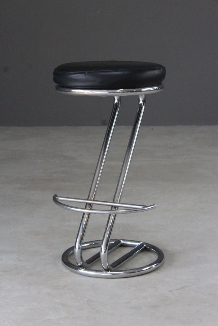 3 Deco Style Chrome & Leather Bar Stools - Kernow Furniture