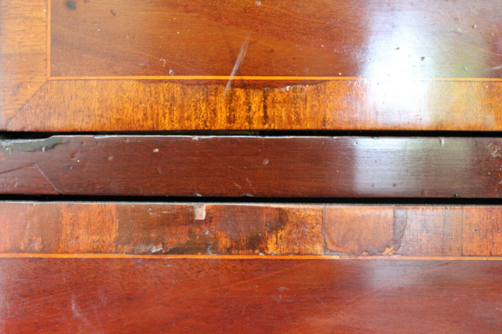 Antique Mahogany Cross Banded Chest of Drawers - Kernow Furniture