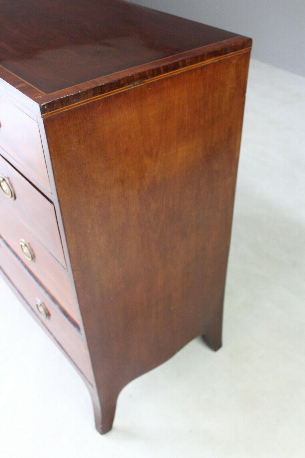 Antique Mahogany Cross Banded Chest of Drawers - Kernow Furniture
