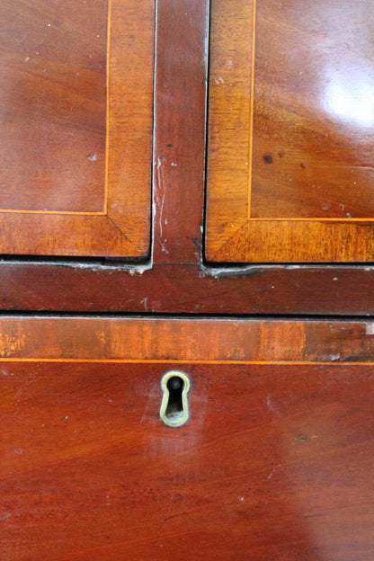 Antique Mahogany Cross Banded Chest of Drawers - Kernow Furniture