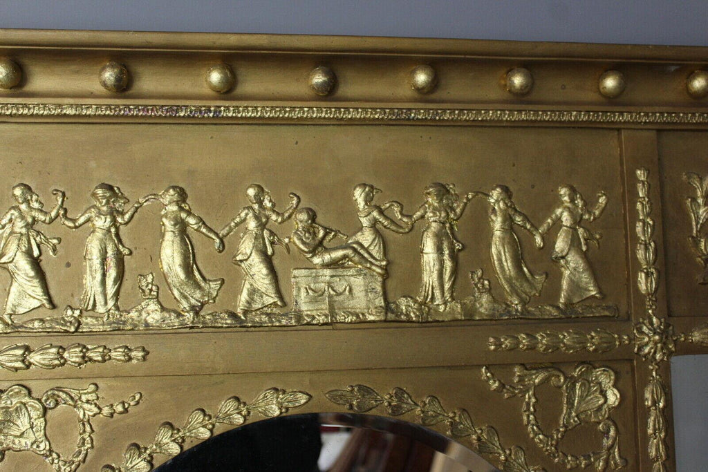 Regency Style Neoclassical Gilt Over Mantle Mirror - Kernow Furniture