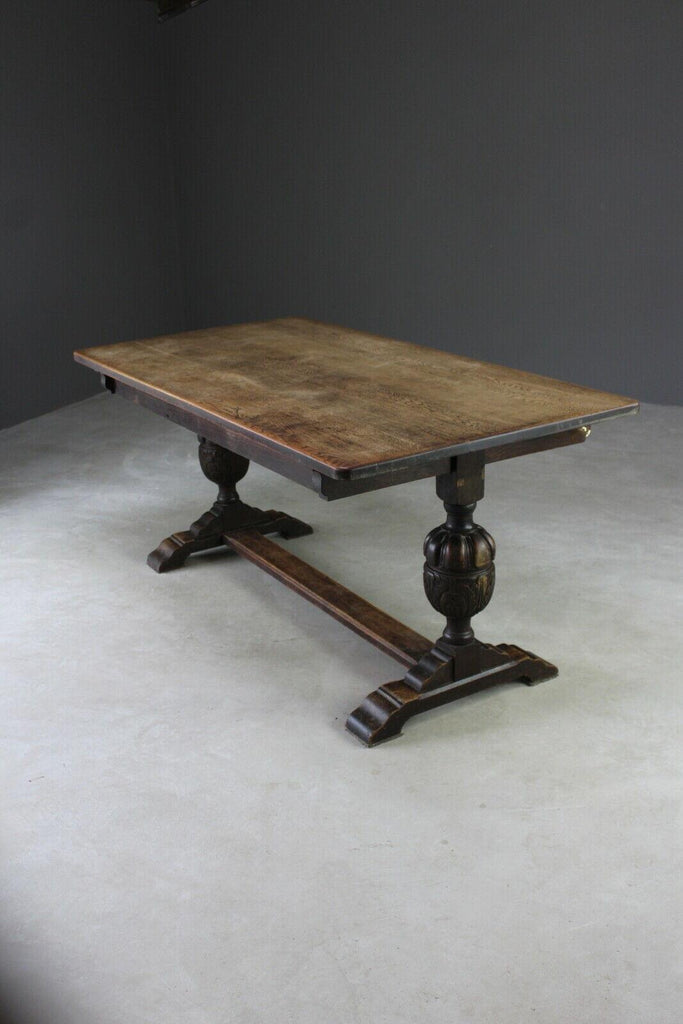 Early 20th Century Jacobean Style Solid Oak Dining Table - Kernow Furniture