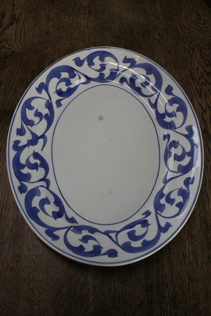 Norman Franks Baker Street Blue & White Oval Serving Plate - Kernow Furniture