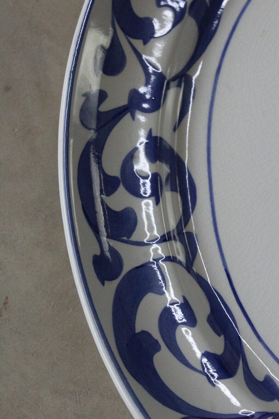 Norman Franks Baker Street Blue & White Oval Serving Plate - Kernow Furniture