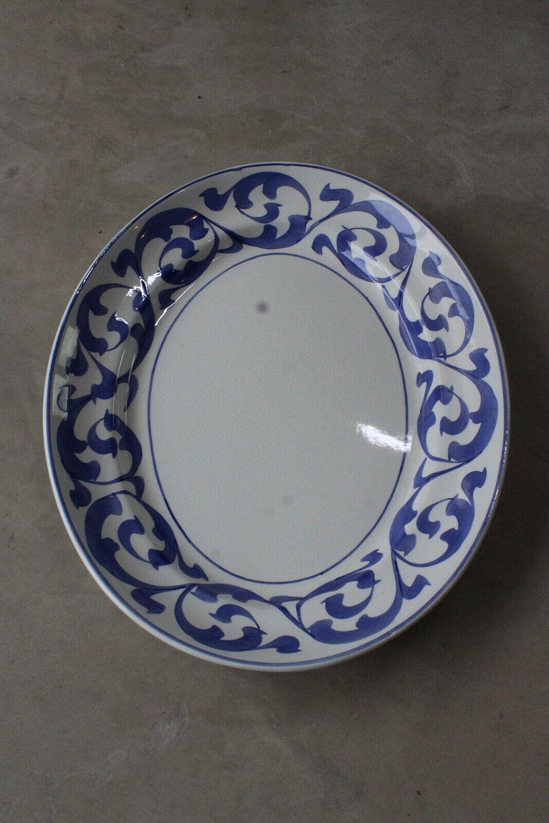 Norman Franks Baker Street Blue & White Oval Serving Plate - Kernow Furniture