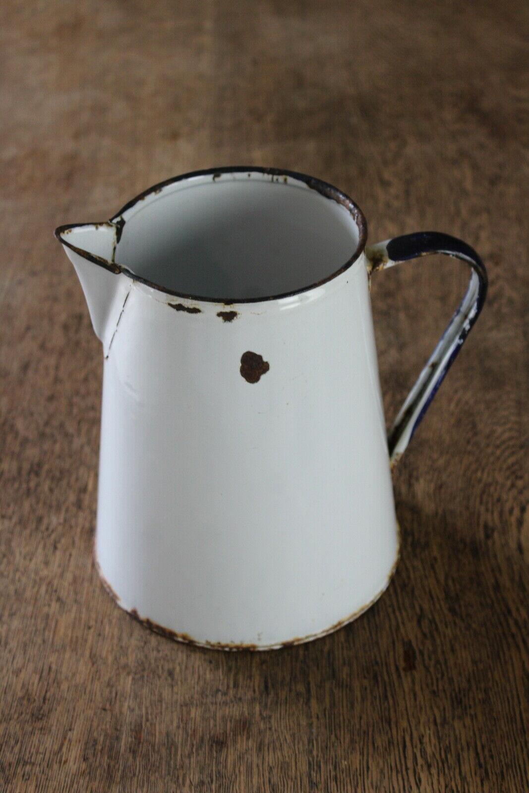 Vintage White Enamel Jugs & Bowl - Kernow Furniture