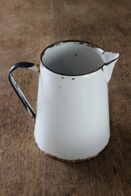 Vintage White Enamel Jugs & Bowl - Kernow Furniture