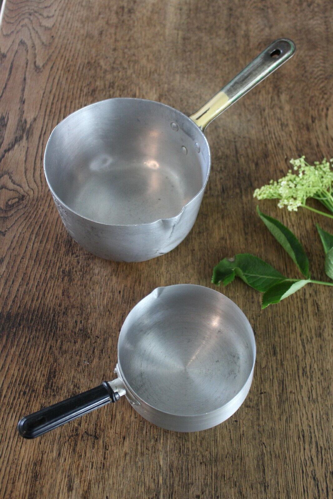 Pair Vintage Aluminium Saucepans - Kernow Furniture