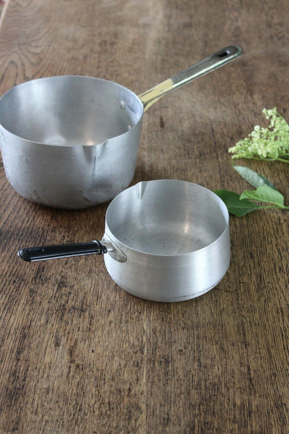 Pair Vintage Aluminium Saucepans - Kernow Furniture