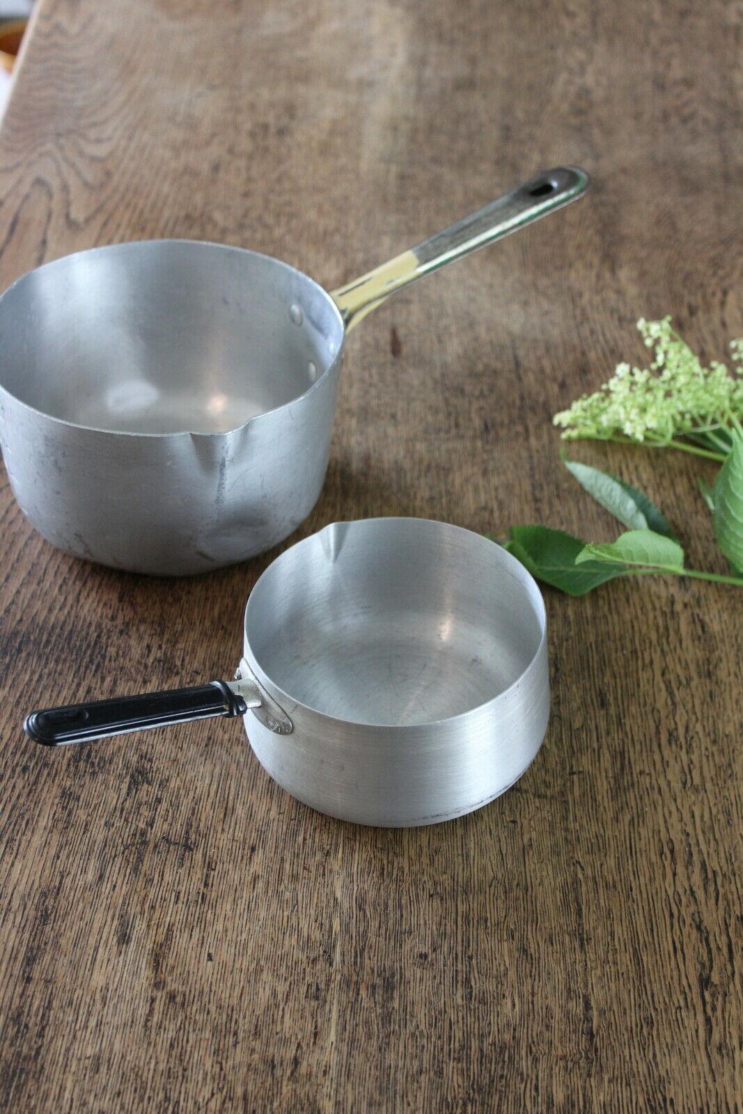 Pair Vintage Aluminium Saucepans - Kernow Furniture