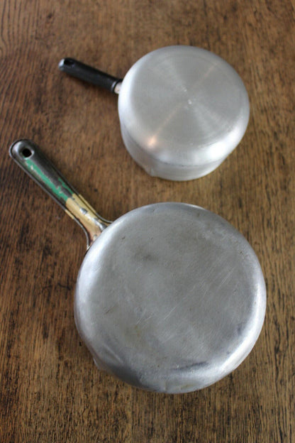 Pair Vintage Aluminium Saucepans - Kernow Furniture