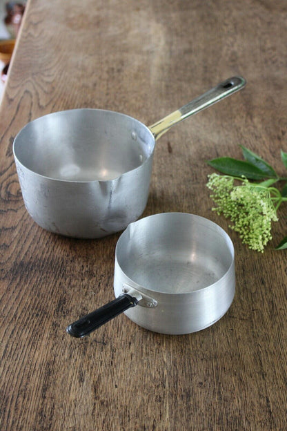 Pair Vintage Aluminium Saucepans - Kernow Furniture