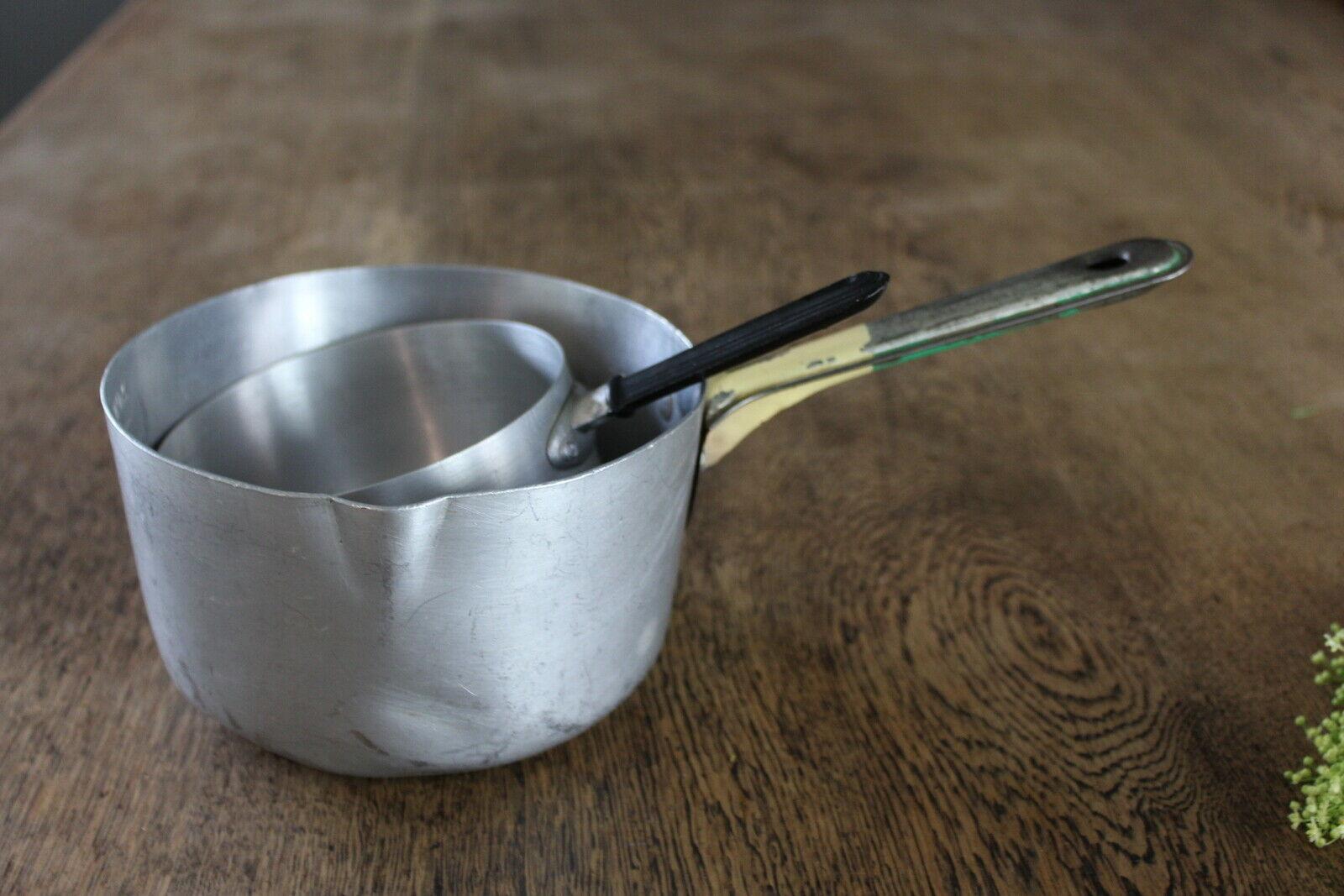 Pair Vintage Aluminium Saucepans - Kernow Furniture