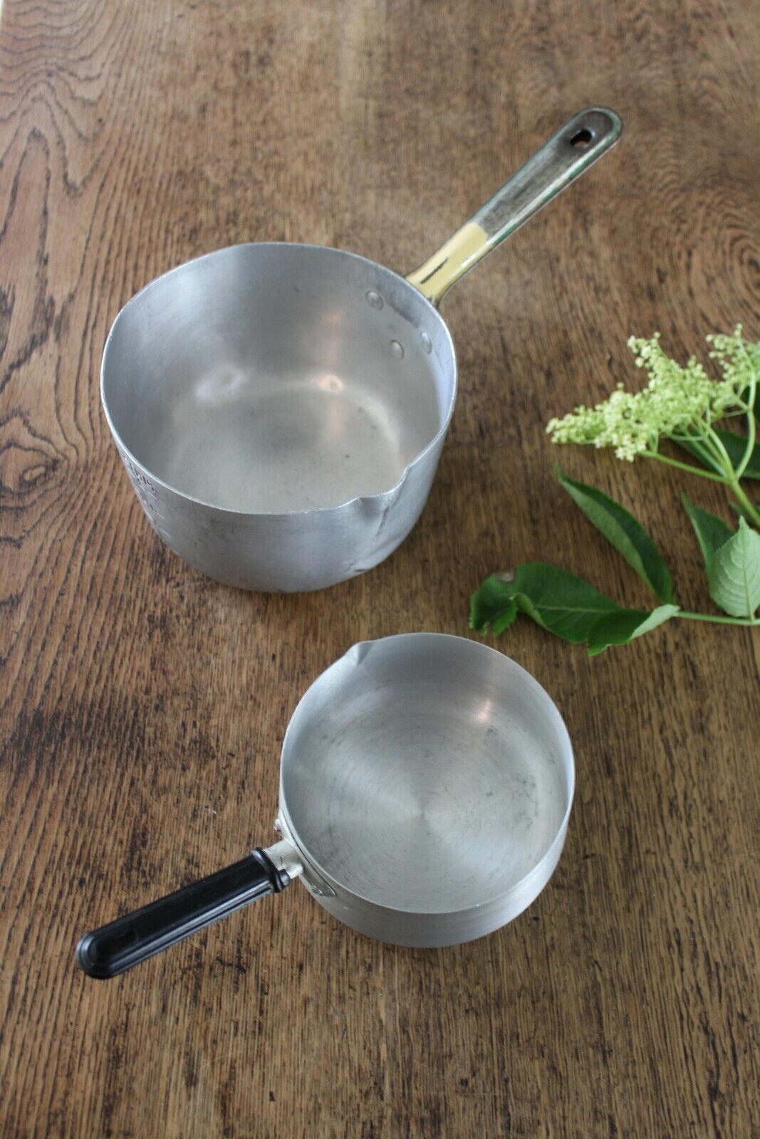 Pair Vintage Aluminium Saucepans - Kernow Furniture