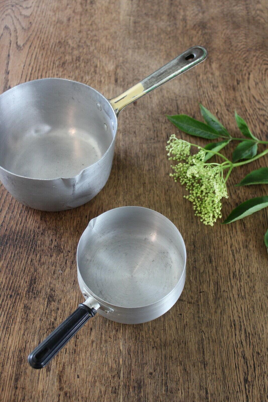 Pair Vintage Aluminium Saucepans - Kernow Furniture