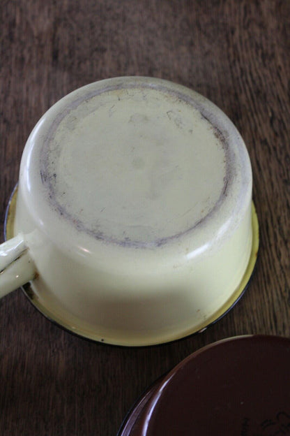 Pair Vintage Enamel Saucepans - Kernow Furniture