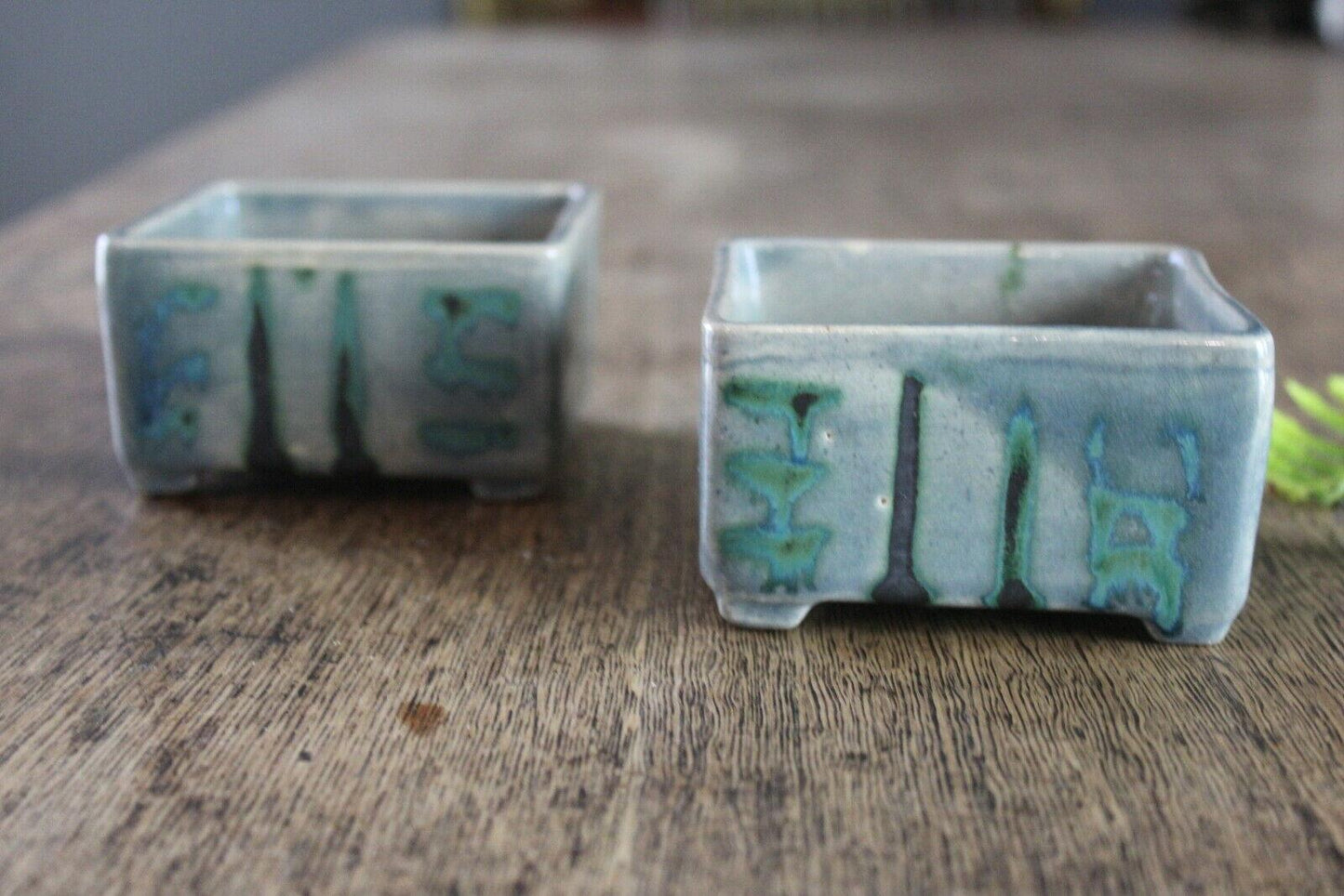 Pair Glazed Square Pots - Kernow Furniture