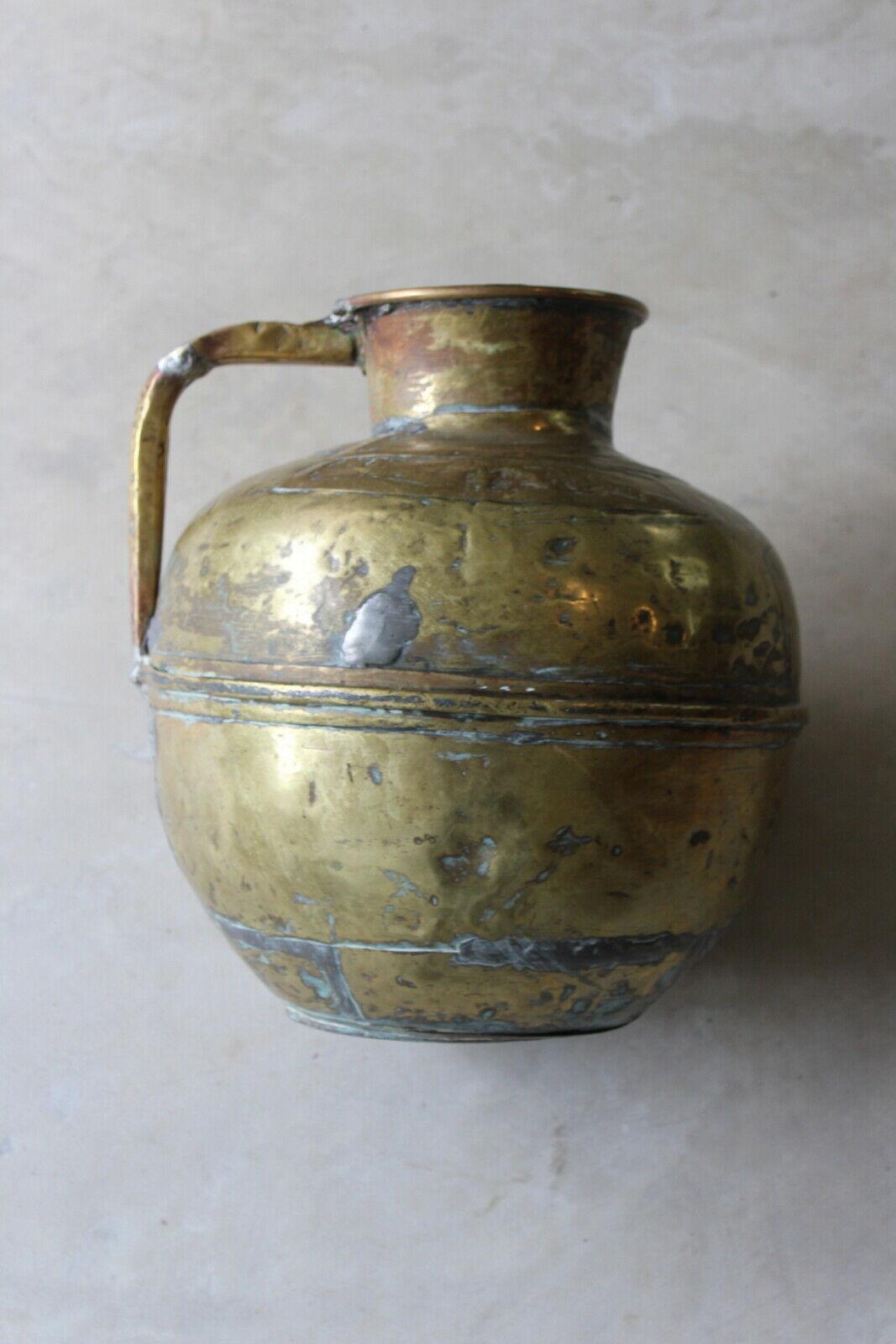 Large Rustic Eastern Brass Jug - Kernow Furniture